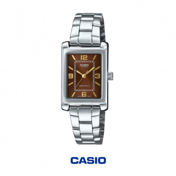CASIO LTP-1234DD-5A Reloj Mujer Plateado Esfera Marrón