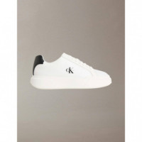 Chunky Cupsole Laceup Lth White/black/wh  CALVIN KLEIN