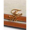 Th Script Flap Crossover Canvas Cognac  TOMMY HILFIGER
