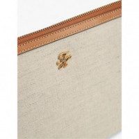 Th Script Daily Pouch Canvas Cognac  TOMMY HILFIGER