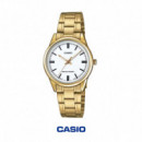 CASIO LTP-V005G-7A Mujer | Reloj Dorado Esfera Blanca