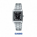 CASIO LTP-V007D-1B Mujer | Plateado y Esfera Negra