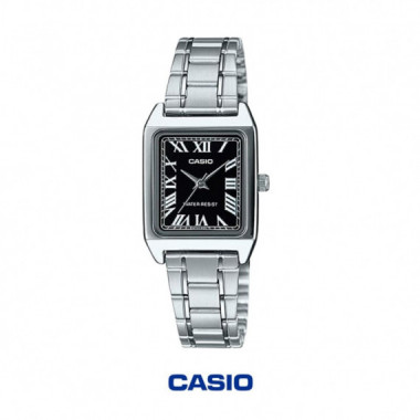 CASIO LTP-V007D-1B Mujer | Plateado y Esfera Negra