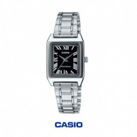 CASIO LTP-V007D-1B Mujer | Plateado y Esfera Negra
