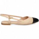Punta Negro S/talon Piel Beige  UNISA