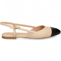 Punta Negro S/talon Piel Beige  UNISA