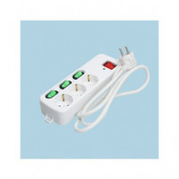 TM ELECTRON Regleta 3 Enchufes con Interruptor Individual 1.5MTRS Cable TMUAD533 Blanco