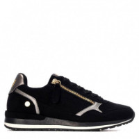 XTI Zapatilla Suave de Antelina 146368-NEGRO