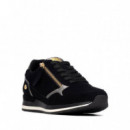 Xti Zapatilla suave de antelina 146368-NEGRO