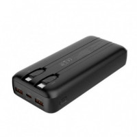 Power Bank COOLBOX DP20 20000MAH con Usb-c y Lightning Integrados, Carga Rápida 22.5W, Negra