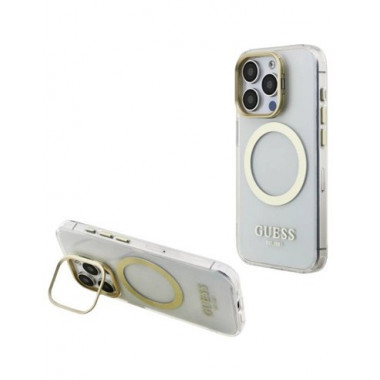 GUESS CARCASA MAGSAFE SOPORTE CAMARA IPHONE 15 PRO DORADO