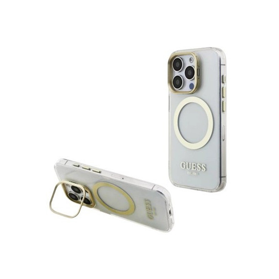 GUESS CARCASA MAGSAFE SOPORTE CAMARA IPHONE 15 PRO DORADO