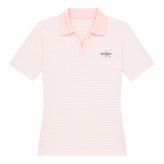 Polo slim de canalé a rayas