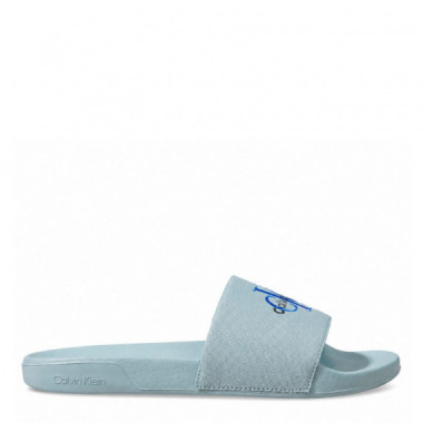 Chanclas contorneadas de lona con logo