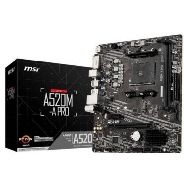 MSI Placa Base A520M-A Pro Socket AM4 3RD Gen 4000 G-SERIES/2X DDR4/1X HDMI/1X DVI-D/4X SATA/1X M.2/RAID/M-ATX