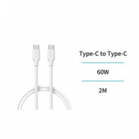 UNICO CB2689 Cable Tipo-c a Tipo-c 3A 60W OD4.0 2M Carga Rapida Blanco