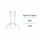 UNICO CB2689 CABLE TIPO-C A TIPO-C 3A 60W OD4.0 1.5M CARGA RAPIDA BLANCO