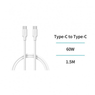UNICO CB2689 CABLE TIPO-C A TIPO-C 3A 60W OD4.0 1.5M CARGA RAPIDA BLANCO