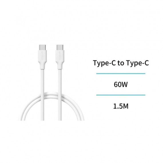 UNICO CB2689 CABLE TIPO-C A TIPO-C 3A 60W OD4.0 1.5M CARGA RAPIDA BLANCO