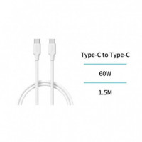 UNICO CB2689 Cable Tipo-c a Tipo-c 3A 60W OD4.0 1.5M Carga Rapida Blanco