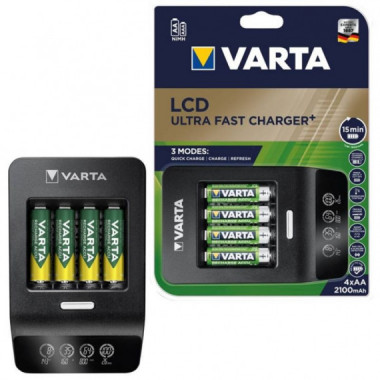 VARTA CARGADOR DE PILAS ULTRA FAST + 4xHR6 2100mAh