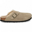 ZUECO PELO ANTE TAUPE