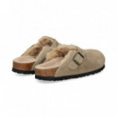 ZUECO PELO ANTE TAUPE