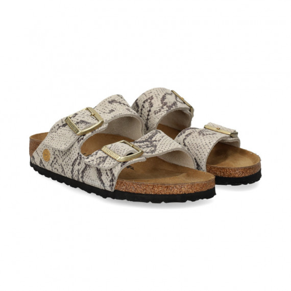 SANDALIA 2 HEBILLAS ANTE PITON TAUPE