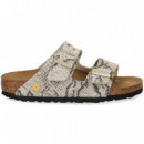 SANDALIA 2 HEBILLAS ANTE PITON TAUPE