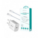 DEVIA Cargador TIpo C +Cable Datos TIpo C a Lightning 30W Blanco