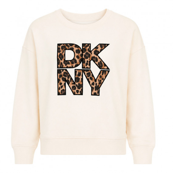 SUDADERA DKNY STACKED LEOPARD LOGO CREW NECK