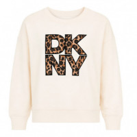 SUDADERA DKNY STACKED LEOPARD LOGO CREW NECK