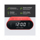 MUSE Radio Reloj Despertador Digital M-10 Rojo Dual Alarma Con Alimentador