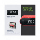 MUSE Radio Reloj Despertador Digital M-10 Rojo Dual Alarma Con Alimentador