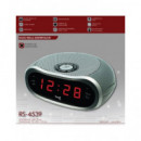 SAMI Radio Reloj Despertador Digital RS-4539 Plata Dual Alarma, Entrada Auricular Con Alimentador