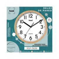 SAMI Reloj de Pared Analogico RSP-11638 Madera Pino Silencioso
