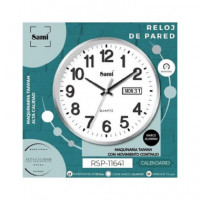 SAMI Reloj de Pared Analogico RSP-11641 Aluminio Silencioso Con Calendario