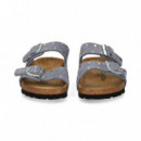 SANDALIA 2 HEBILLAS TACHUELAS ANTE AZUL