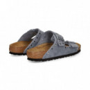 SANDALIA 2 HEBILLAS TACHUELAS ANTE AZUL