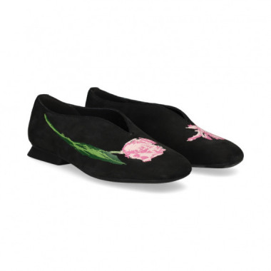 Bailarina Onda Flor Piel Negro  CAMPER