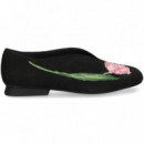 Bailarina Onda Flor Piel Negro  CAMPER