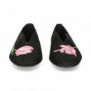 Bailarina Onda Flor Piel Negro  CAMPER