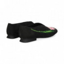 Bailarina Onda Flor Piel Negro  CAMPER