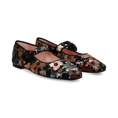 Mercedita Lentejuelas Flores Negro  PRETTY BALLERINAS