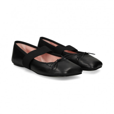 Bailarina Elastico Piel Negro  PRETTY BALLERINAS