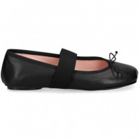 Bailarina Elastico Piel Negro  PRETTY BALLERINAS
