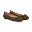 Bailarina Lazo Nobuck Kaki  PRETTY BALLERINAS