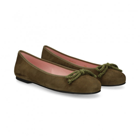 Bailarina Lazo Nobuck Kaki  PRETTY BALLERINAS