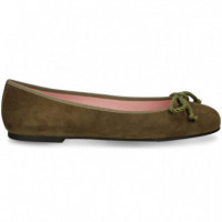 Bailarina Lazo Nobuck Kaki  PRETTY BALLERINAS