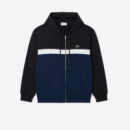 Sudadera Cremallera LACOSTE Negra Bloques de Color